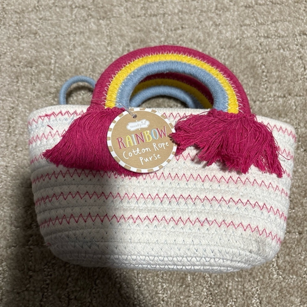 Mud Pie Rainbow Cotton Rope Purse 9x7